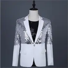 

Mens Sequin Patchwork Blazer Men 2020 New Club DJ Mens Blazer Jacket Stage Clothers