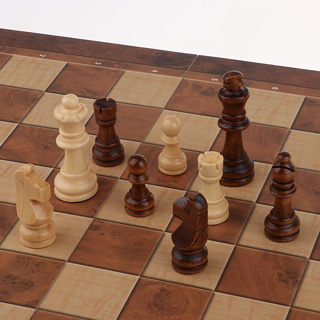 Chess & Checkers & Backgammon 3 in 1 Chess Toy Wooden Chess Tournament Chess Checkers Set Gift 44 x 44cm