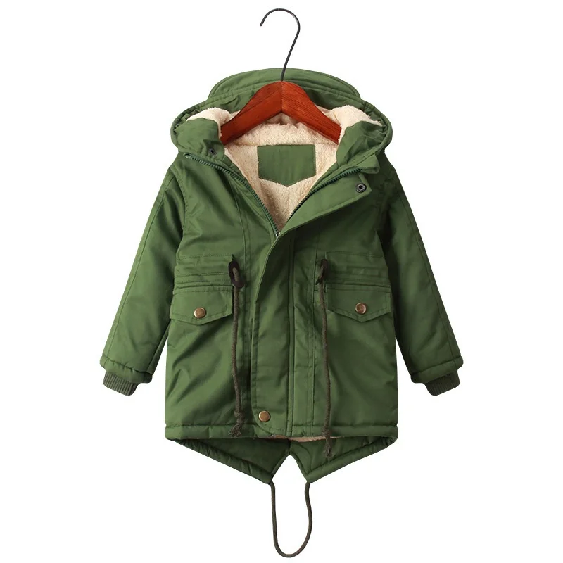 COOTELILI/Бархатная парка зимняя куртка для мальчиков, пальто модная детская зимняя одежда для мальчиков Теплая Флисовая зимняя верхняя одежда
