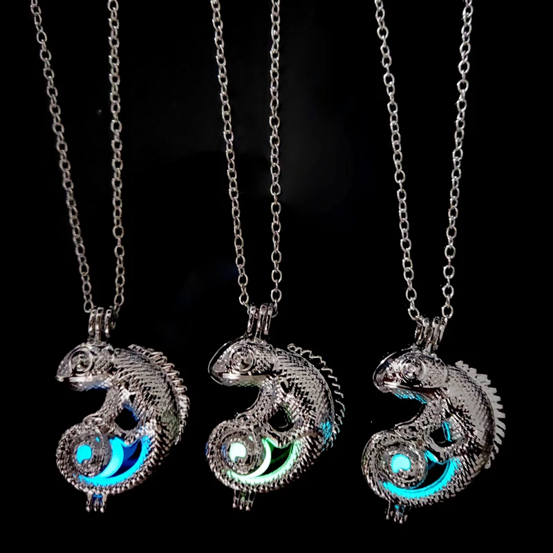 2020 светящийся в темноте кулон ящерица светящееся ожерелье ювелирные изделия