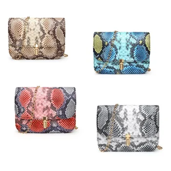 

Cross-Body Bags Women Chain Bags Snake Skin Printed Faux Leather Shoulder Portable Square Retro Buckle Handbag Crossbodybag