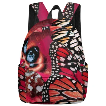 

Butterfly Wing Pattern Backpack Interior Key Chain Holder Luxury Backpack Arcuate Shoulder Strap