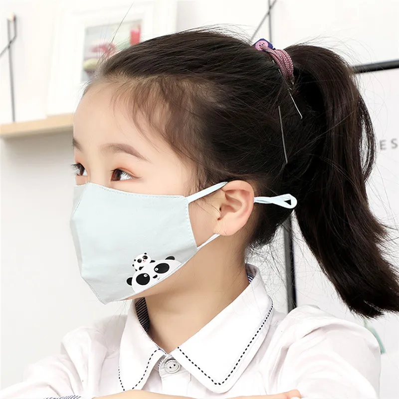 Cute PM2.5 Children Mouth Mask Respiratory Valve Cartoon Panda Thicken Smog Warm Dust Fits 3-12 Years Old Kids | Красота и здоровье