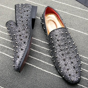 

2019 new spring leather shoes mens loafers male comfortable oxford shoes rivet luxury brogues fashion formal Business shoes