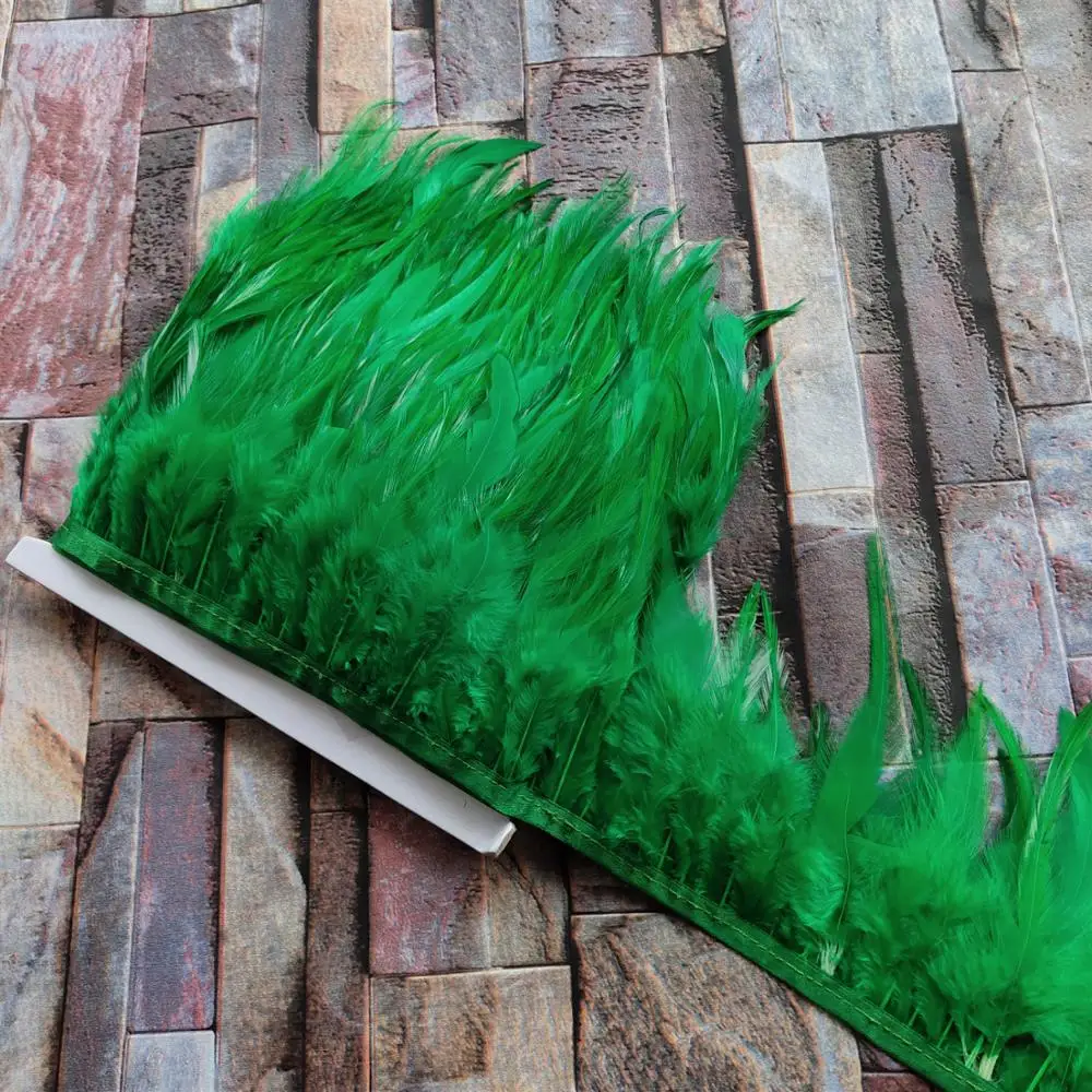 Beautiful 1 Meters 8-12 CM Grass Green Natural Chicken Feathers Cloth Belt DIY Clothing Stage Performances Decoration | Дом и сад