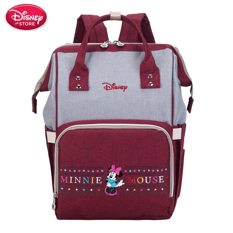 red Натуральная сумка disney мягкий подгузник рюкзак Минни Микки Маус сумка для ухода за ребенком сумка для детской коляски дорожная сумка для беременных - Цвет: red