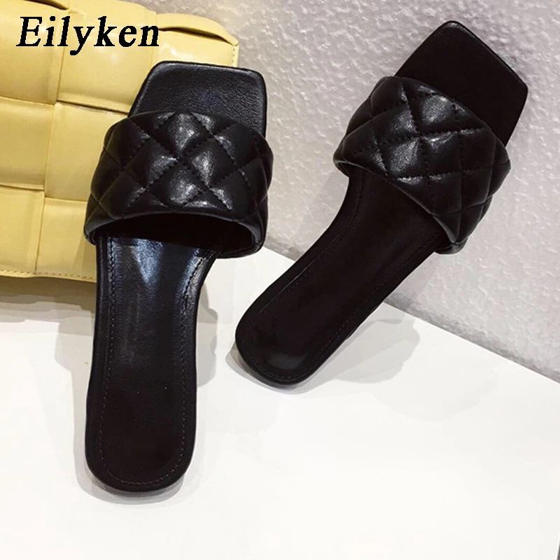 Eilyken/Новинка 2021 года Популярные кожаные женские шлепанцы в сеточку Сезон лето