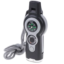 7 в 1 Мини SOS набор для выживания, походный свисток с компасом, термометром, светодиодный фонарь, лупа, инструменты для наружного туризма