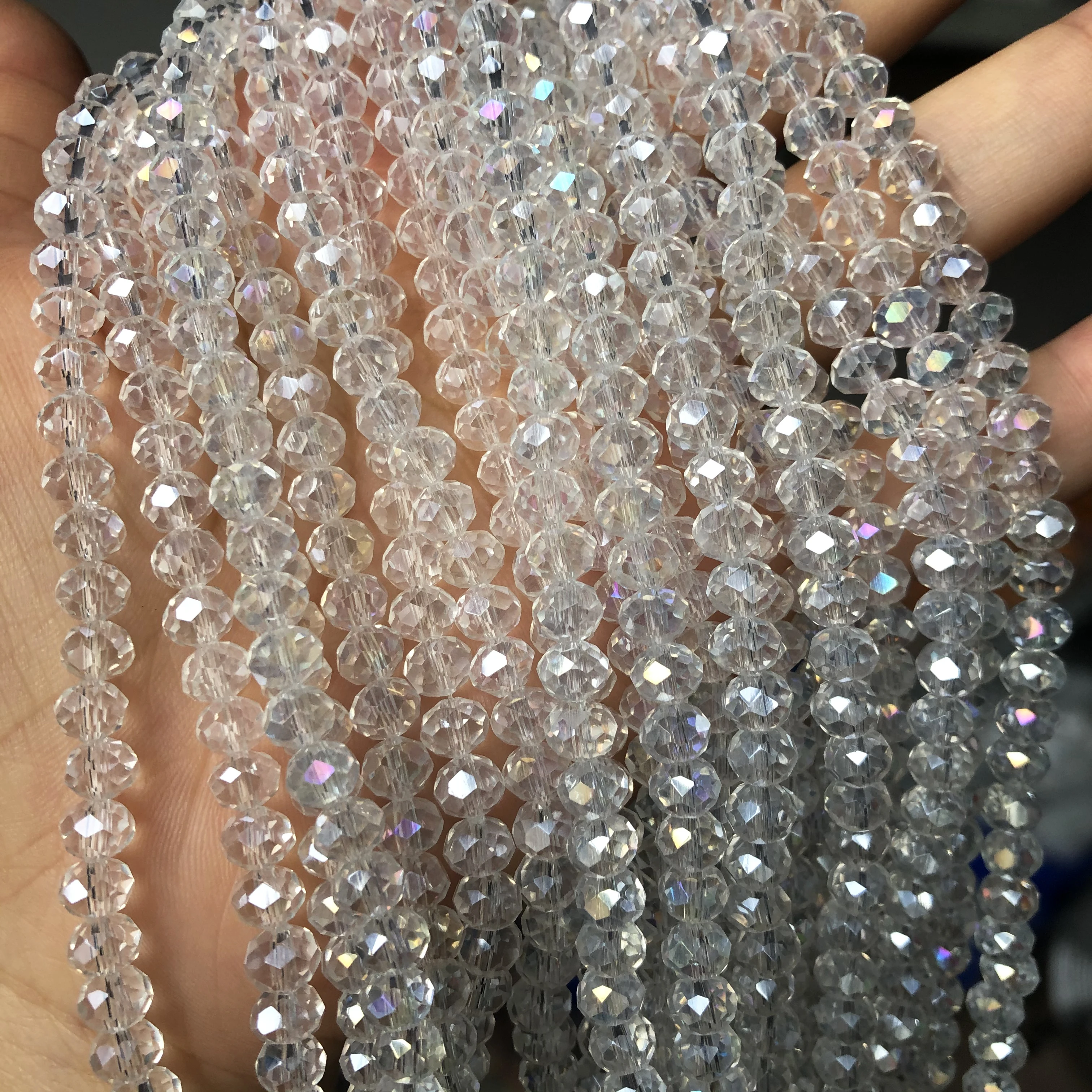 150 Perline In Vetro Cristallo 8mm A Rondelle Briolette - Kit Fai Da Te Per Gioielli, Bracciali, Collane, Portachiavi (Rosa)
