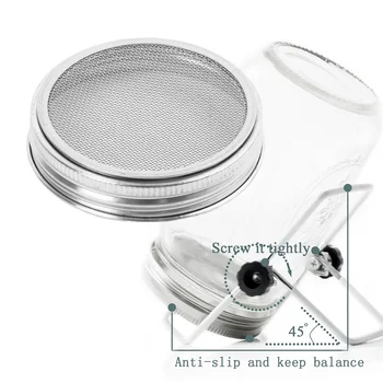 

2 Pcs Stainless Steel Sprouting Strainer Lids with 2 Pcs Sprouting Stands Foldable Non-slip Scaffolds