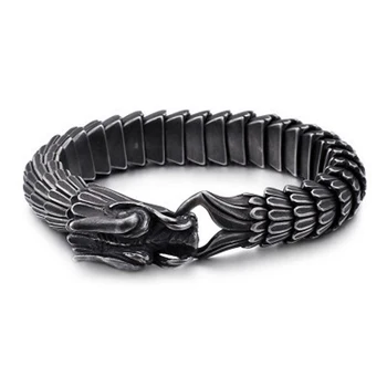 

Dragon Link Chain Bracelet Men Biker Viking Stainless Steel Punk Mens Old Metal Vintage Bangles Jewelry Gift 2020