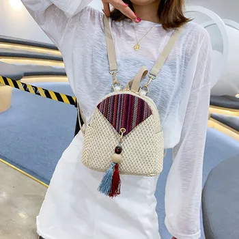 

Woven Backpack bag Summer Straw Shoulder Bag High Quality сумка женская Multi-Function Small Ladies School