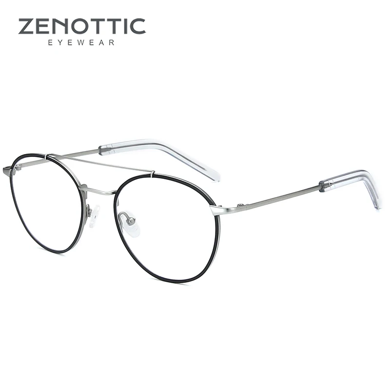 

ZENOTTIC Pure Titanium Glasses Frame Men Women Round Myopia Optical Eyeglasses Frames Anti-Blue-Ray Lens Prescription Eyeglasses