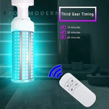 

80W E26/E27 UVC Germicidal Sanitizer Corn Lamp Home Timing Remote Control Sterilization Disinfection Light Bulb