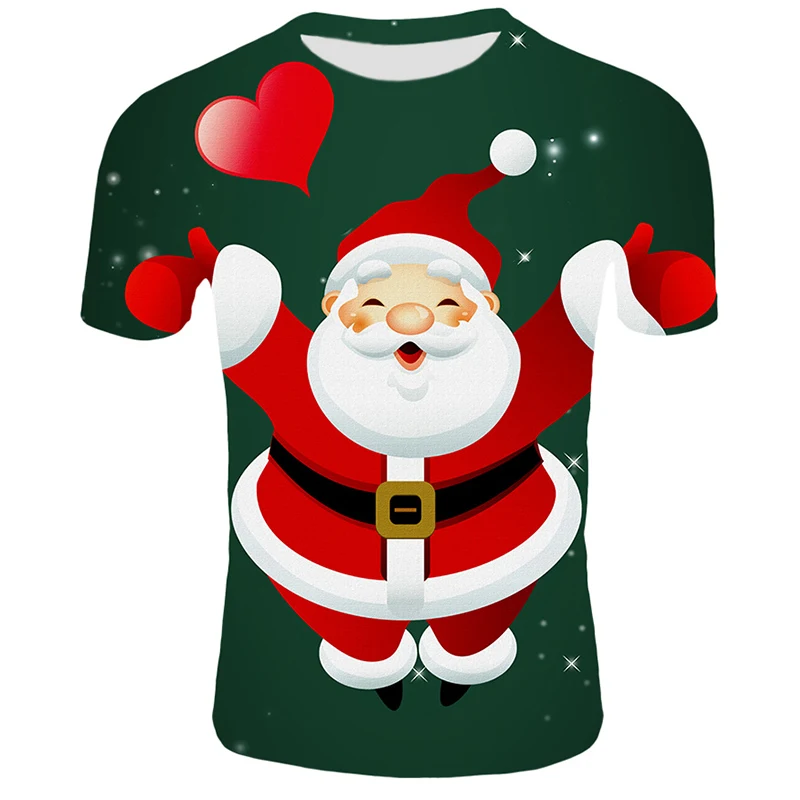 Модные футболки с рождественским узором, мужские Забавные футболки с принтом Санта-Клауса, повседневные 3d футболки, вечерние футболки со снеговиком, одежда с коротким рукавом - Цвет: T35