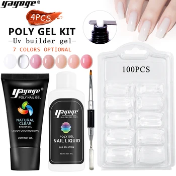 

Yayoge Nail Gel Extension Poly Set Crystal Clear Fast Building Gel Polish Quick UV Builder Acrylic Nails Art Form Tip Manicure