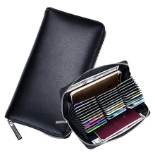 Натуральная коровья кожа Противоугонная 36 держатель для карт чехол для кредитных карт органайзер для паспорта кошелек для мужчин RFID Блокировка Карты Кошельки Кошелек