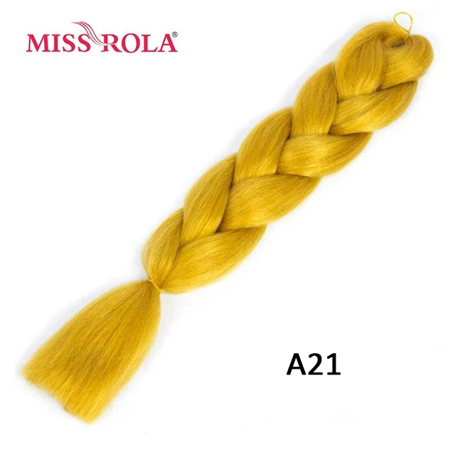 Miss Rola Synthetic Support Wholesale 100g 24 Inch Jumbo BraidsPink Green Yellow High Temperature Fiber Ombre Hair Extensions A21