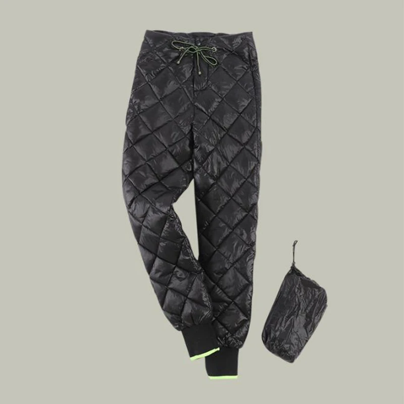 

2019 Woman Winter Warm Down Pants Plus Size 90% White Duck Down Pants Female Autumn Oversize Thick Elastic waist Down Pants