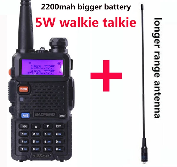 baufeng uv5r uv 5r+ 2200mah uv 5r baofeng 8w midland talkie-walkie 10 км 5 км walki taki vhf uhf портативный west ham cb радио - Цвет: add antenna