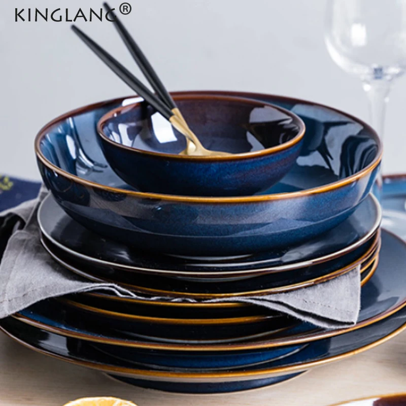 Kinglang-Service de vaisselle en céramique, magnifique ensemble de