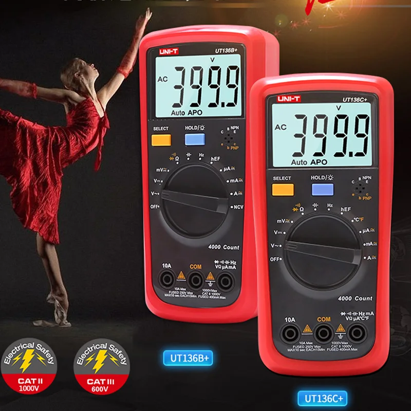 UNI T UT136B + UT136C цифровой мультиметр с автоматическим выключением переменного тока