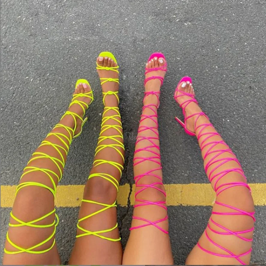2020 European and American Foreign Trade New Cross Strap Thin High Heel Large Fashion Catwalk Women's Sandals | Обувь