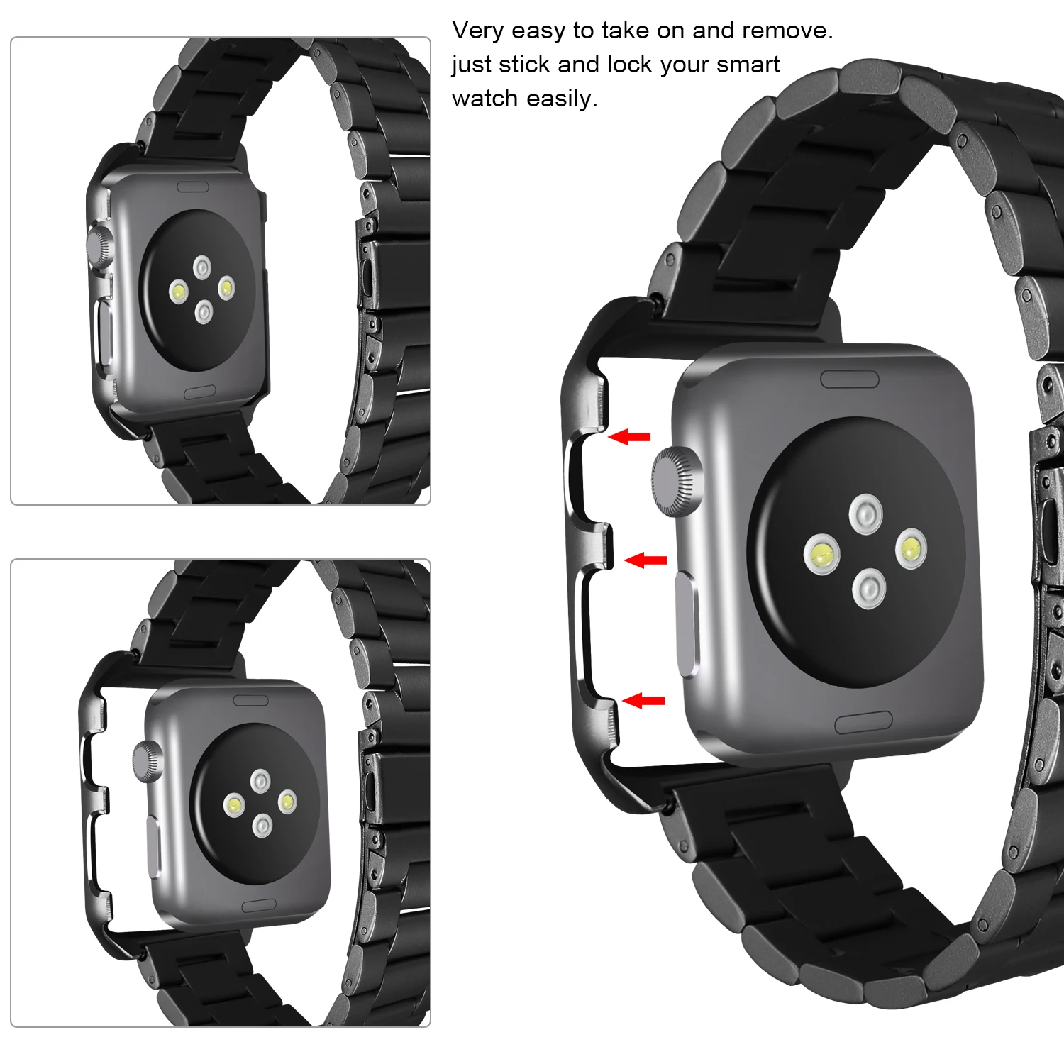 Ремешок для часов из нержавеющей стали + чехол Apple Watch 38 мм 42 металлический сменный