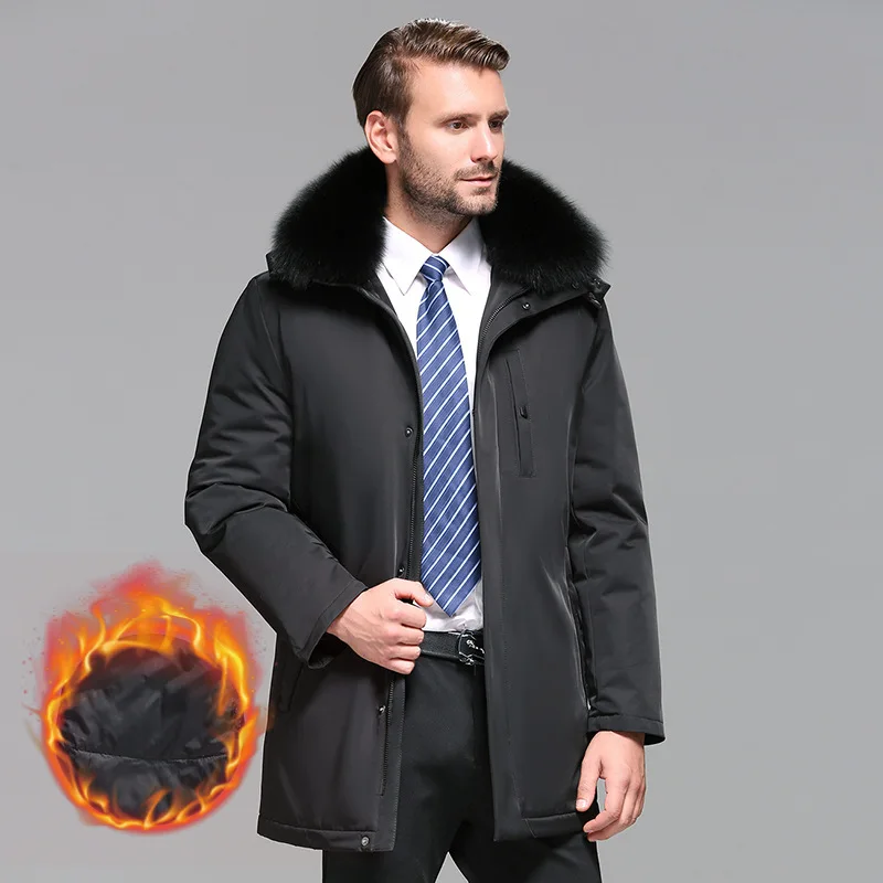 Treasure Luan Winter down Jacket Thick Mid-length New Style Middle-aged Hooded down Feather Coat And Fox Fur Collar