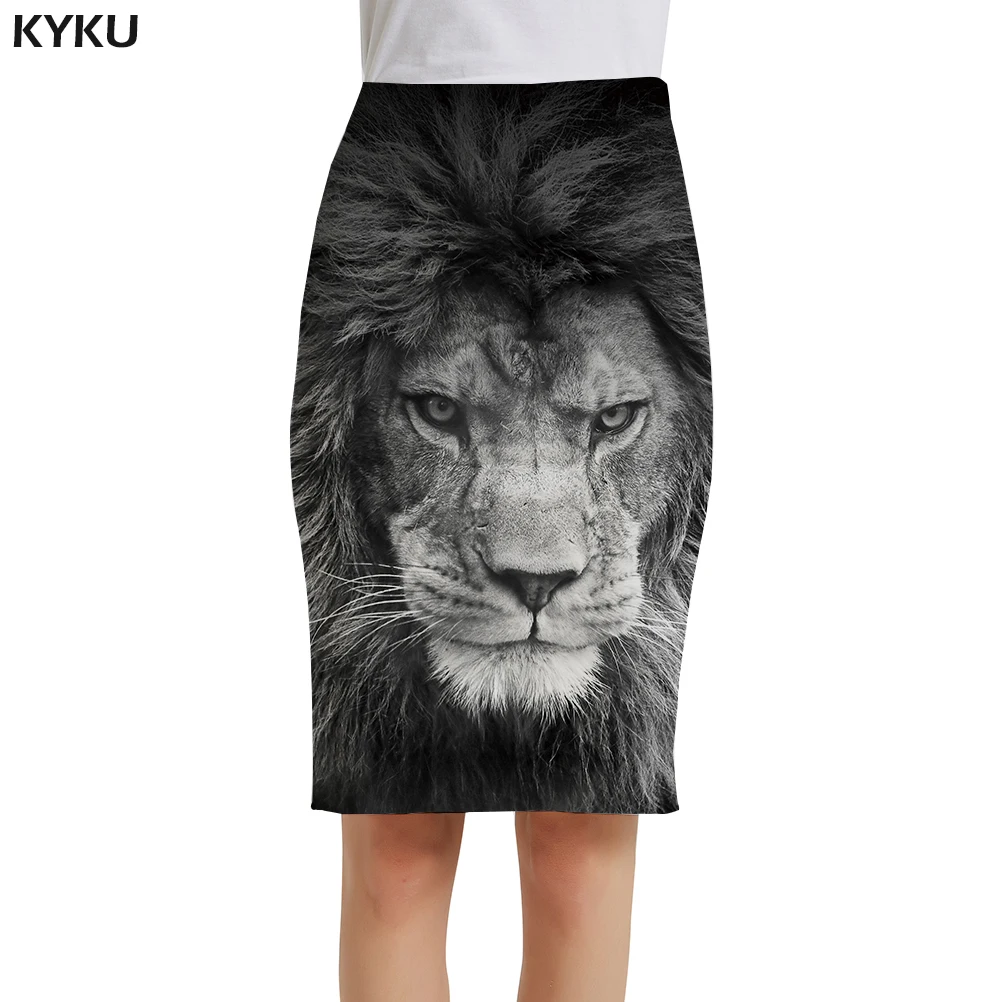 Mejores Ofertas KYKU-faldas Retro con estampado de León para mujer, faldas elegantes de estilo Anime coreano, color gris BEpZeYxLm