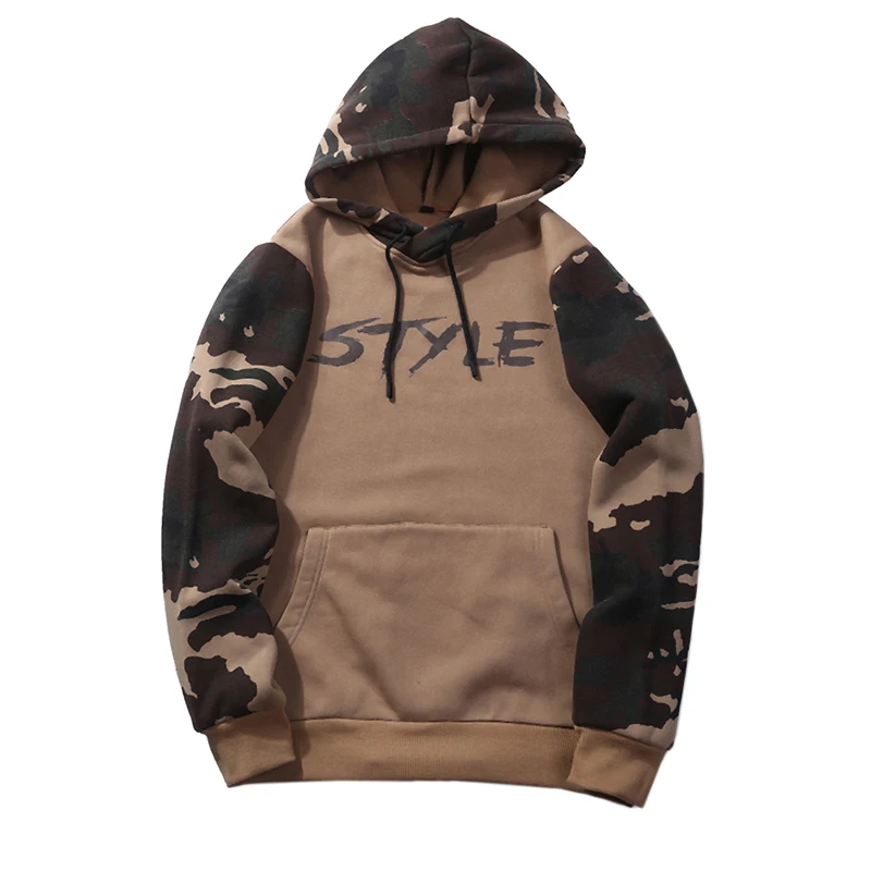 

Men Autumn Winter Warm Plus Velvet Lose Long Sleeve Casual Simple Camouflager Print Hooded Sweater