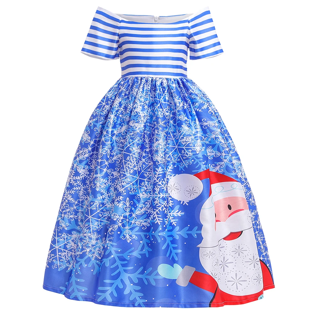Новое рождественское платье для маленьких девочек элегантное праздничное платье принцессы Детское платье с принтом для девочек вечернее платье-пачка для детей от 4 до 14 лет