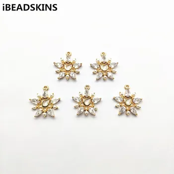 

New arrival! 19x14mm 20pcs Zircon/Real gold plating Flower shape charm for Earrings Making Earrings parts hand Made Jewelry DIY
