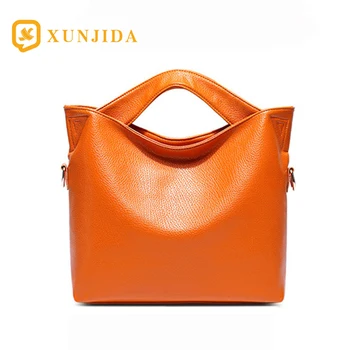 

XUNJIDA Fashion Women Soft Leather Bag Lychee Pattern Shoulder Handbag Crossbody Ladies Bag Luxury Designer Women Bag Orange