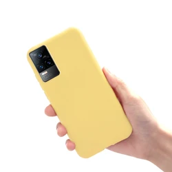 Liquid Silicone Soft TPU Slim Phone Back Cover - 2021 Edition for Vivo V21e 5G (Yellow)