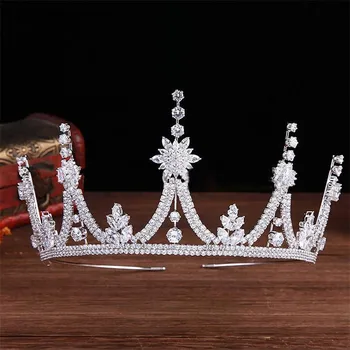 

Sweety Zircon Crowns Wedding Accessories Bridal Headpiece Full Zirconia Tiaras Princess Diadem For Pageant Party Sweet 16 Party