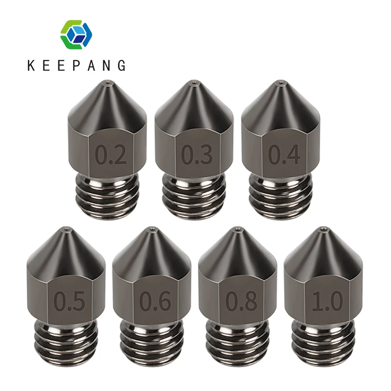 KeePang MK7 MK8 Nozzle Super Hard Steel Mold Steel Corrosion-Resistant Extruder Threaded 1.75mm 3D Printer Nozzle for Ender3 Pro