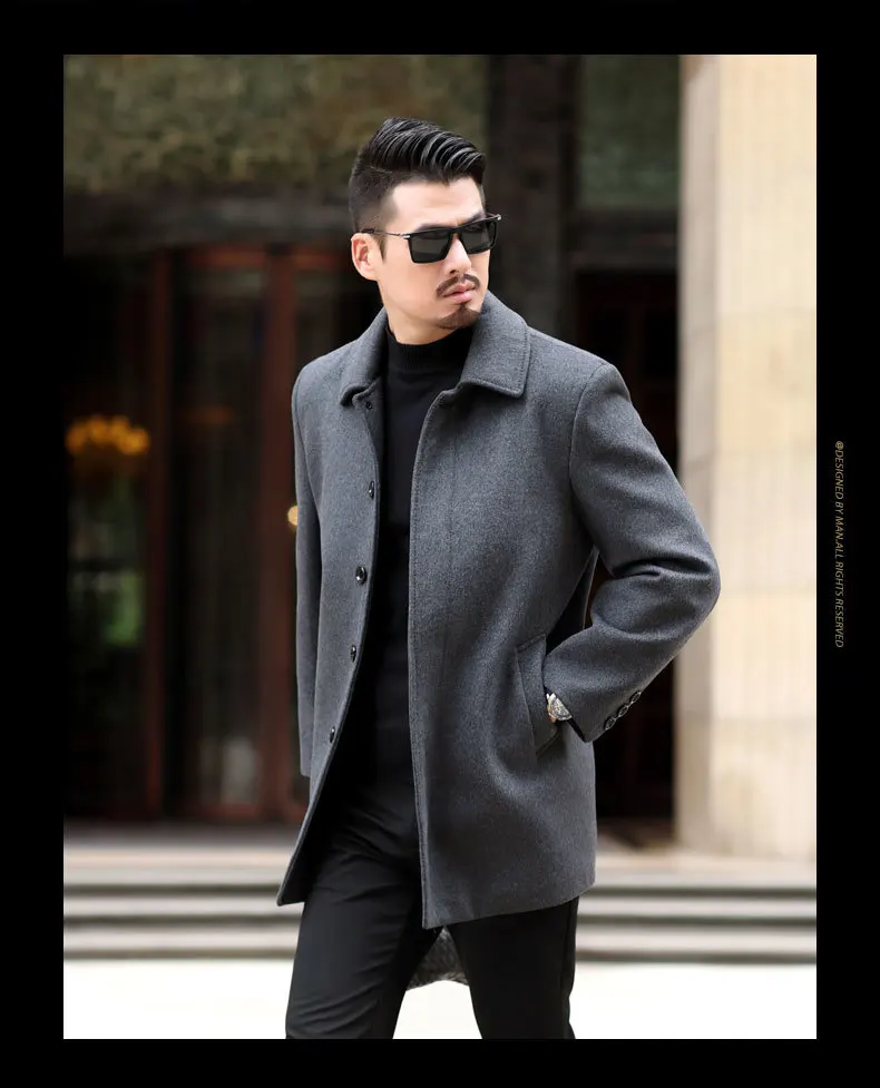 6XL 8XL 5XL 4X Зимняя шерстяная куртка мужская Высококачественная шерстяная облегающее пальто в повседневном стиле с воротником шерстяное пальто мужская длинная хлопковая куртка с воротником