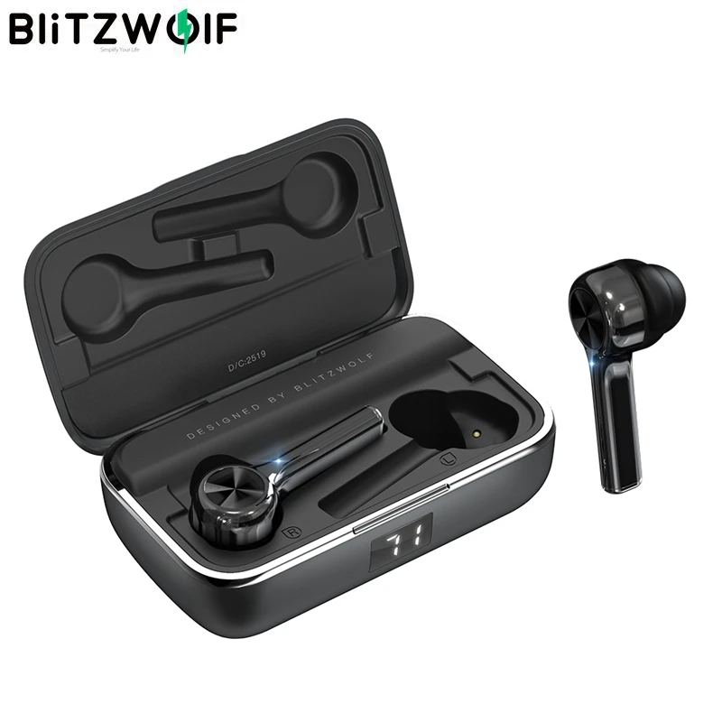 BlitzWolf FYE6 Bluetooth с длинной ручкой 5.0 TWS True Wireless Наушники Графен Цифровой дисплей