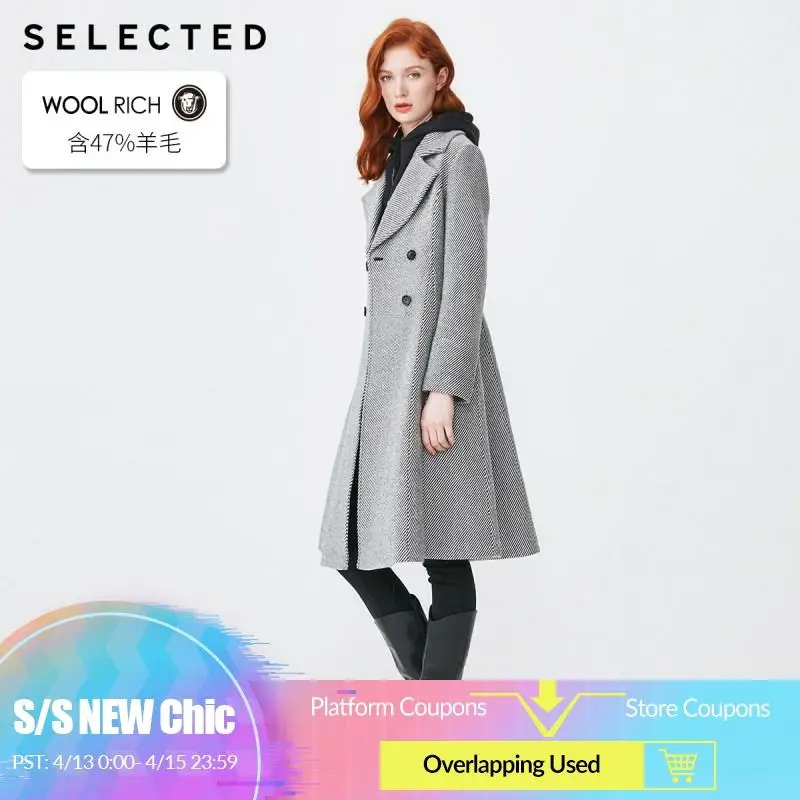 

SELECTED Women's Wool-blending Twill Mid-length Woolen Overcoat S|419127503