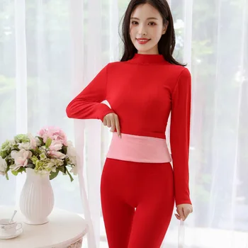 

Long Sleeve Single Layer Velvet Thermal Clothing For Women Winter Underwear Hight-neck Basic Thermos Tops Female Second Skin Set
