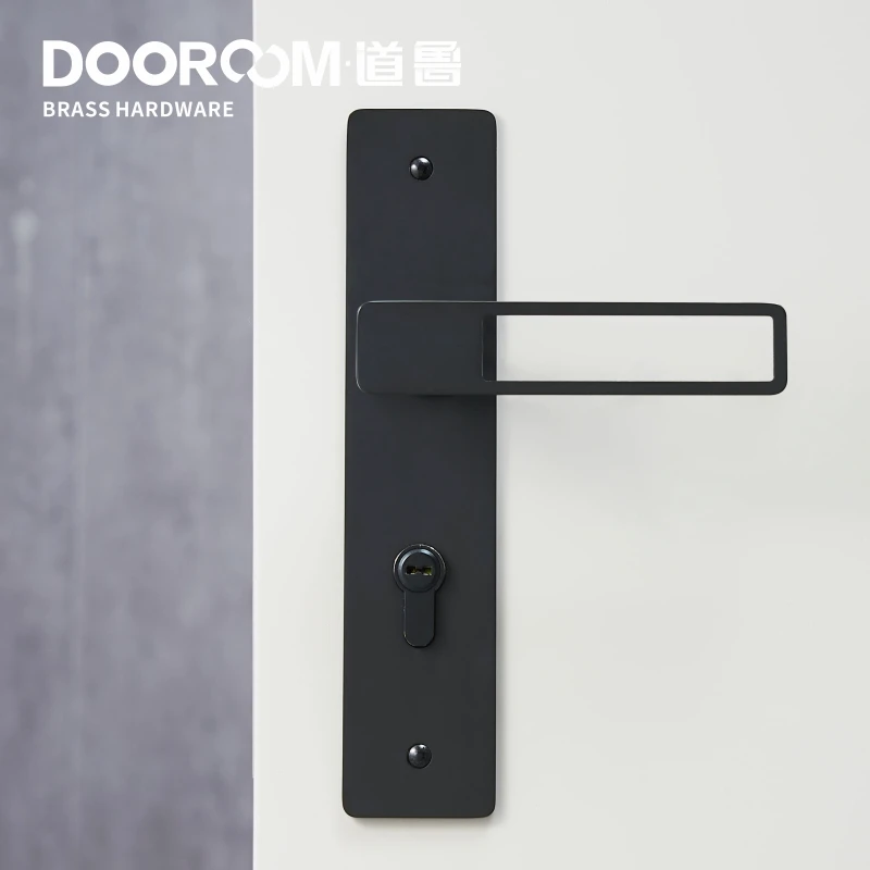 Дверной рычаг Dooroom латунный ультратонкий бесшумный черный золотой замок для