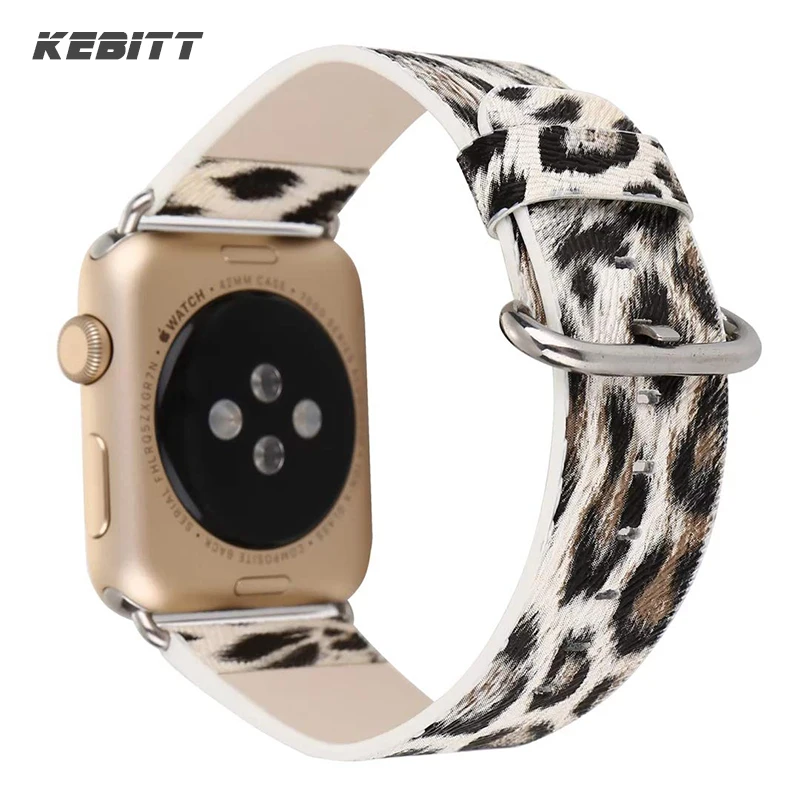 Kebitt, женский кожаный ремешок для Apple Watch, 42 мм, 38 мм, 40 мм, 44 мм, Цветной ремень, Леопардовый принт, полосы iWatch, серия 5, 4, 3, 2, 1