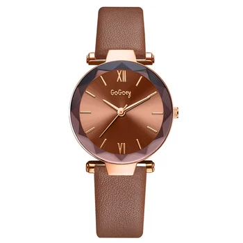 

Women Casual Quartz Watch with Glass Mirror PU Strap for Girlfriend Gifts LL@17