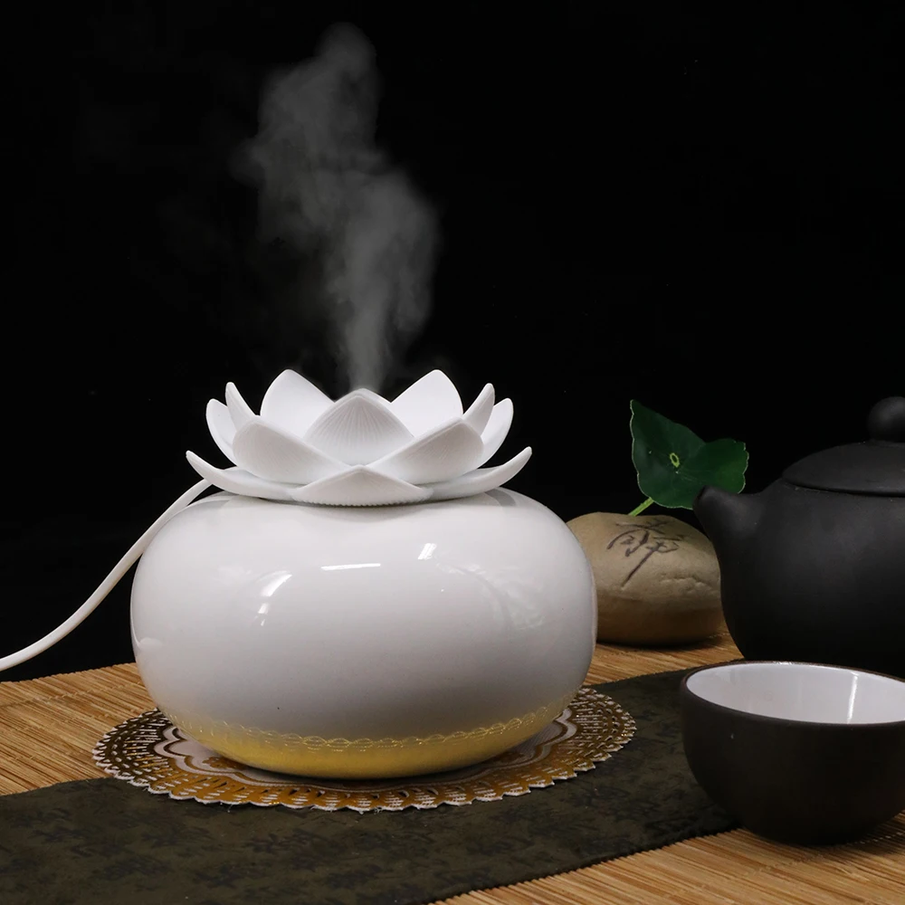 

200ML USB Ceramic Ultrasonic Aroma Humidifier Air Diffuser Simplicity Lotus Purifier Atomizer essential oil diffuser difusor de