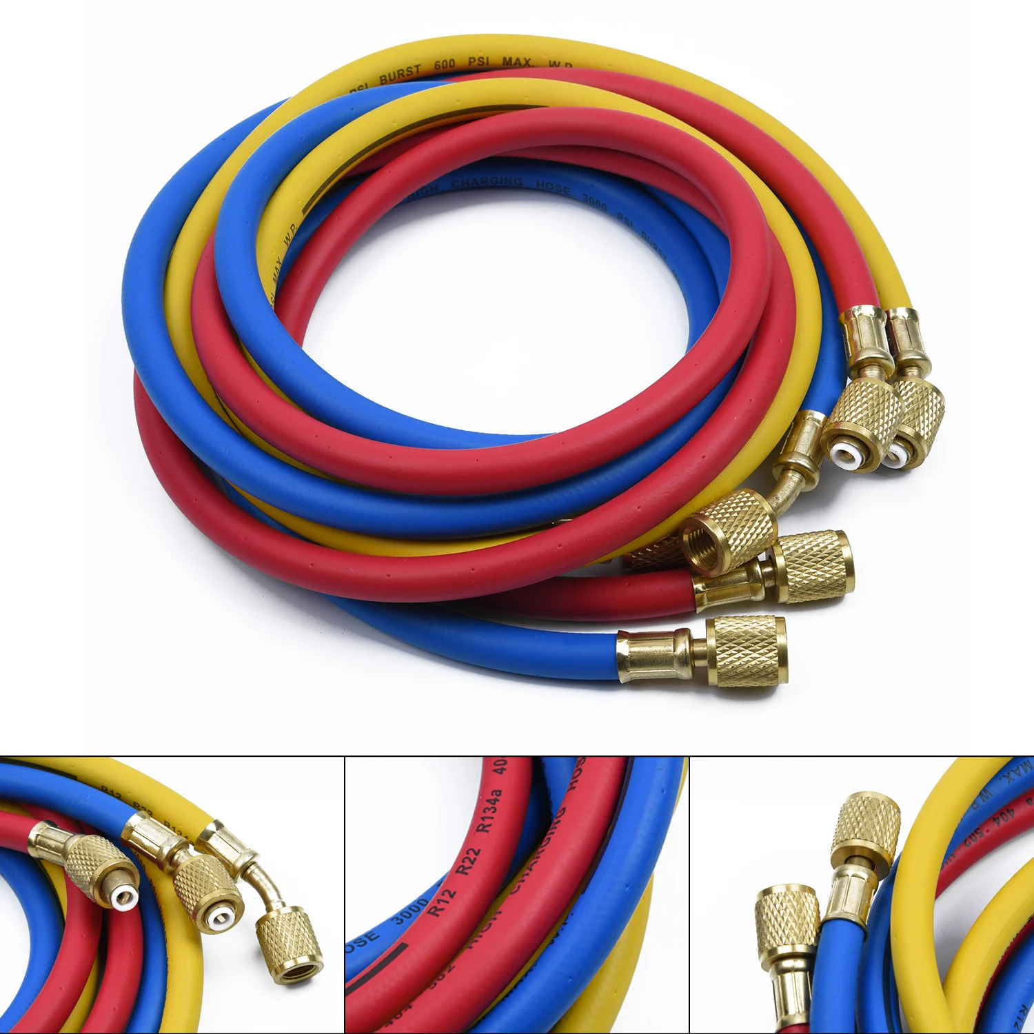

5FT Charging hoses AC Hose Refrigeration R134a R22 R404 Air Conditioner Manifold Long Service