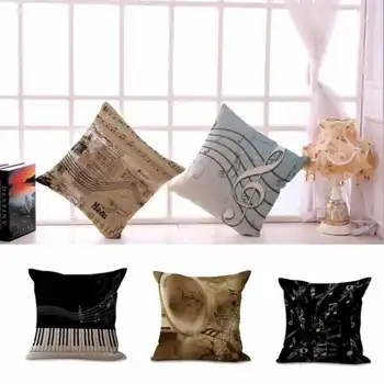 

Fashion Music Note Cotton Linen Pillow Case Waist Throw Cushion Case Home Soft Room Gifts Single Sides Printing