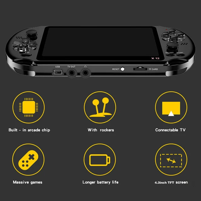 MP5　ポータブルゲーム機 X12 ブラック USBケーブル付き Amazon.com: X12 Plus 7 inch Video Game Console Handheld