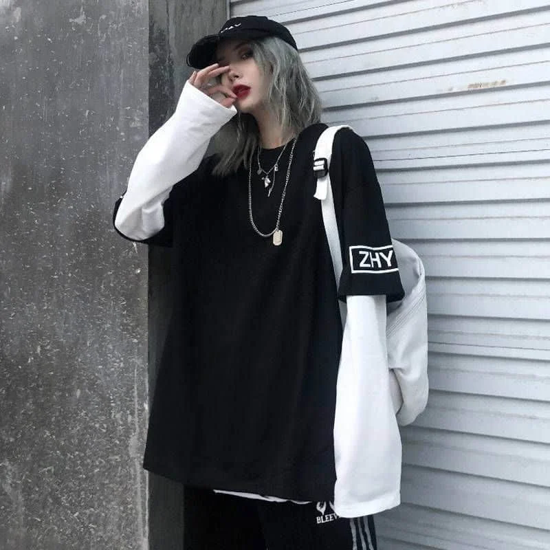 Camiseta de manga larga para hombre y mujer, ropa holgada Harajuku, Hip-hop, para estudiantes, moda coreana, otoño 2021 - AliExpress Ropa de mujer