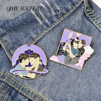 

QIHE JEWELRY Gay Lover Couple Enamel Lapel Big Pins Movie 'Brokeback Mountain' Brooches Badges Pins Gifts for LGBT Wholesale